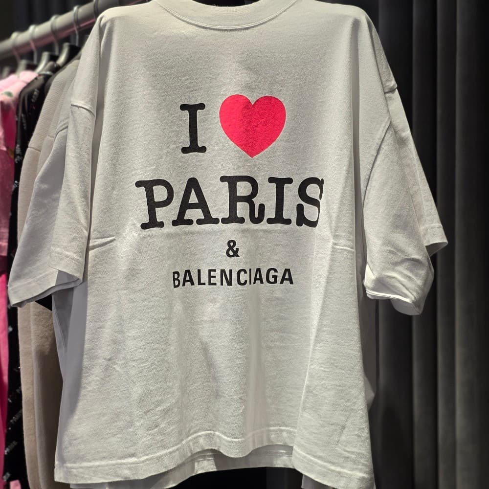 발렌시아가 I LOVE PARIS 크롭 반팔 티셔츠